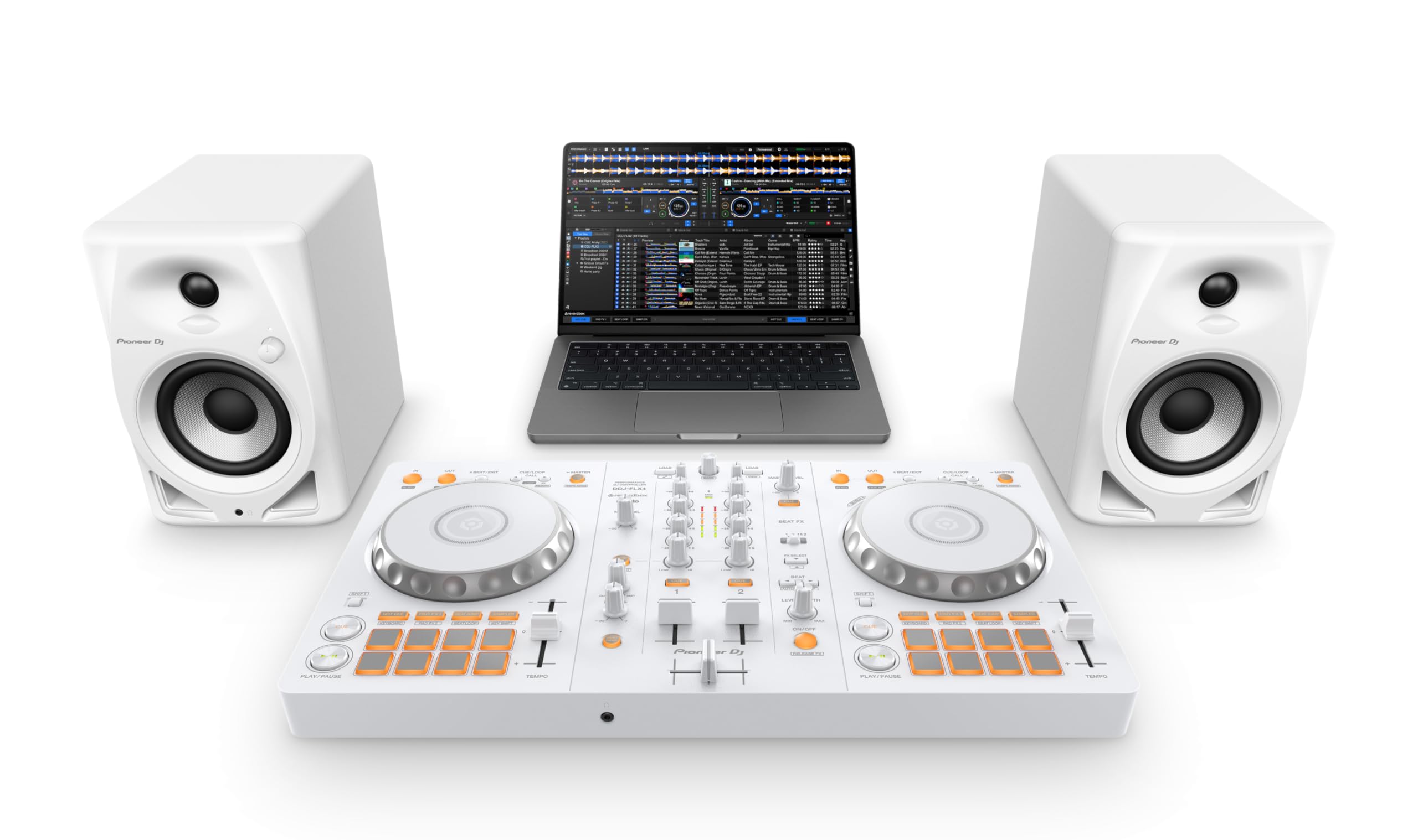 Pioneer DJ DDJ-FLX4 2-deck rekordbox and Serato DJ Controller - White, Limited Edition