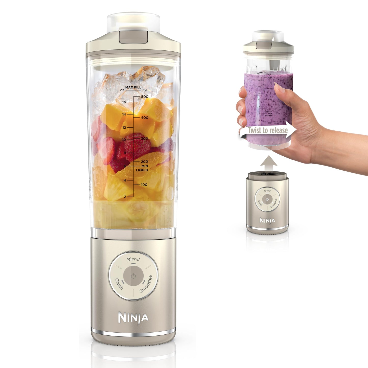 Ninja Blender, Blast Max, Cordless, Personal Blender for-Smoothies, Frozen Drinks, Ice Crush, 22 oz. Removable Vessel, Leakproof-Lid, BPA-Free, Dishwasher Safe, Auto-iQ Technology