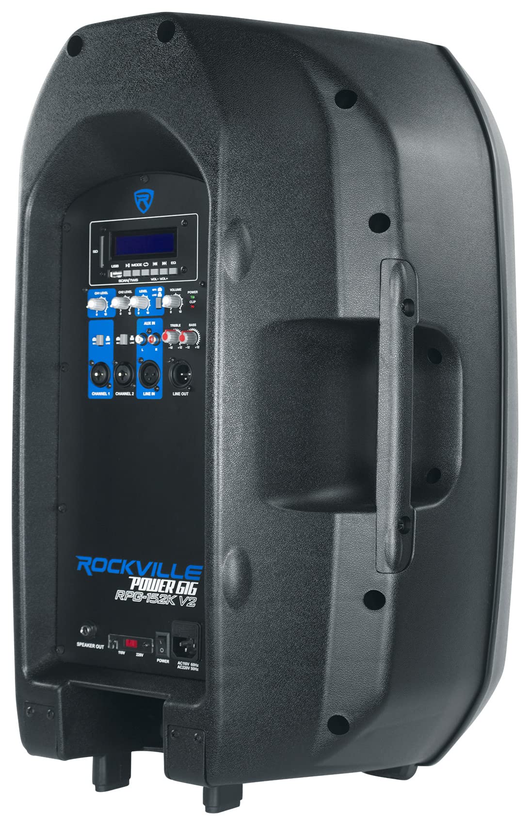 Rockville RPG152K Pair 15" Powered DJ/PA Speakers with Bluetooth/USB/SD, (2) Rugged Tripod Speaker Stands, Wired Microphone, Connection Cables