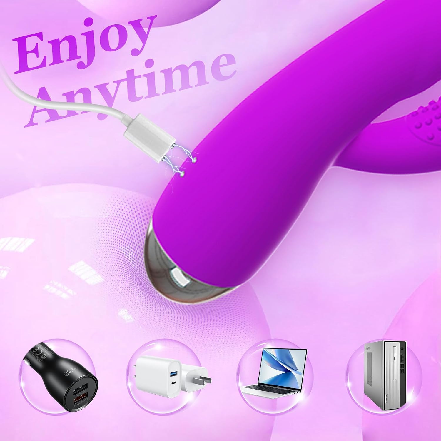 VIBBRTE Silicone Thrusting Pleasure Toy 10 Modes Waterproof Purple