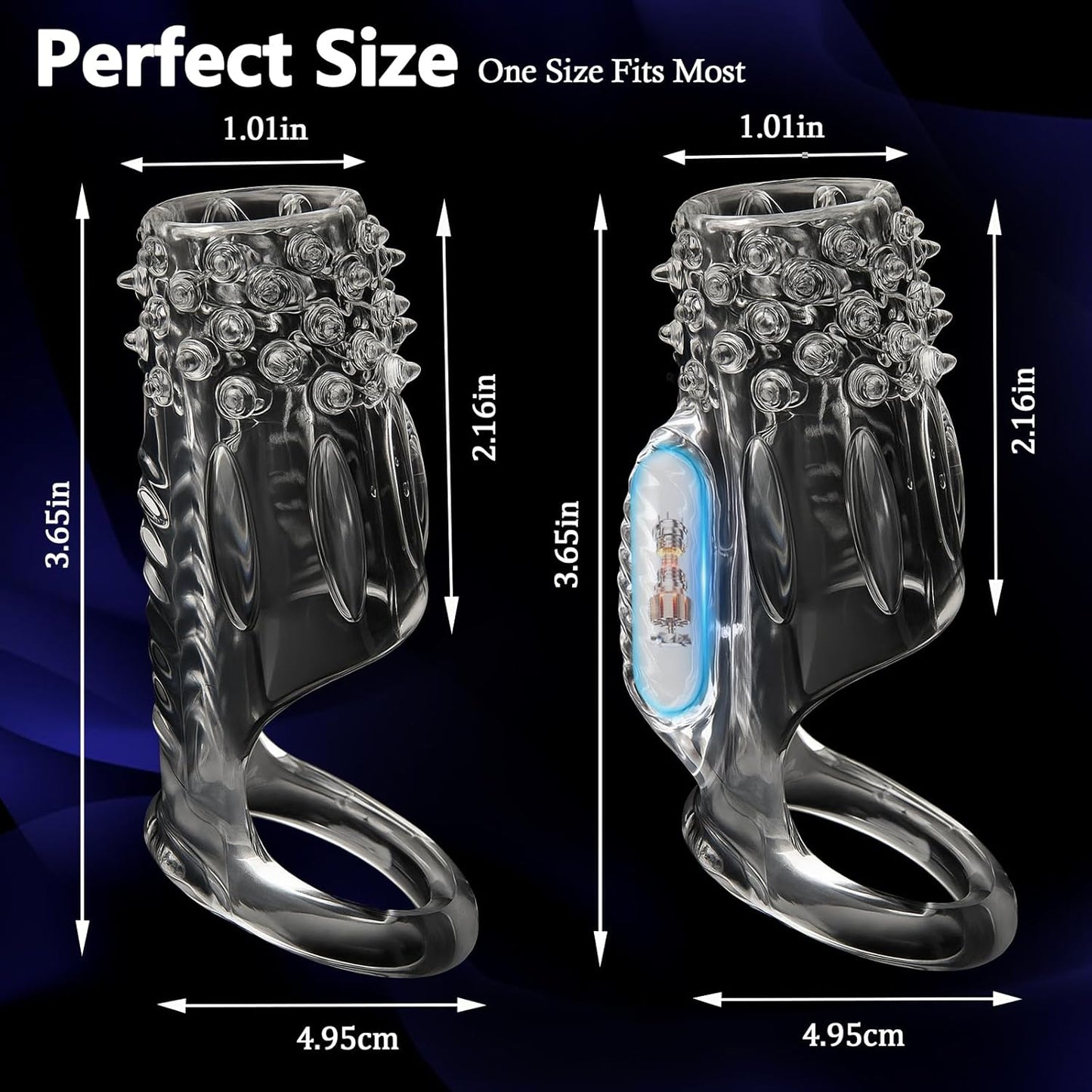 Vibrating Penis Sleeve Cock Ring, 2 PCS Reusable Cock Sleeves for Couples Vibrator, Delay Ejaculation Stronger Erection, Silicone Penis Pump Enlarge Sleeves Girth Adult Sex Toys for Men (Transparent)