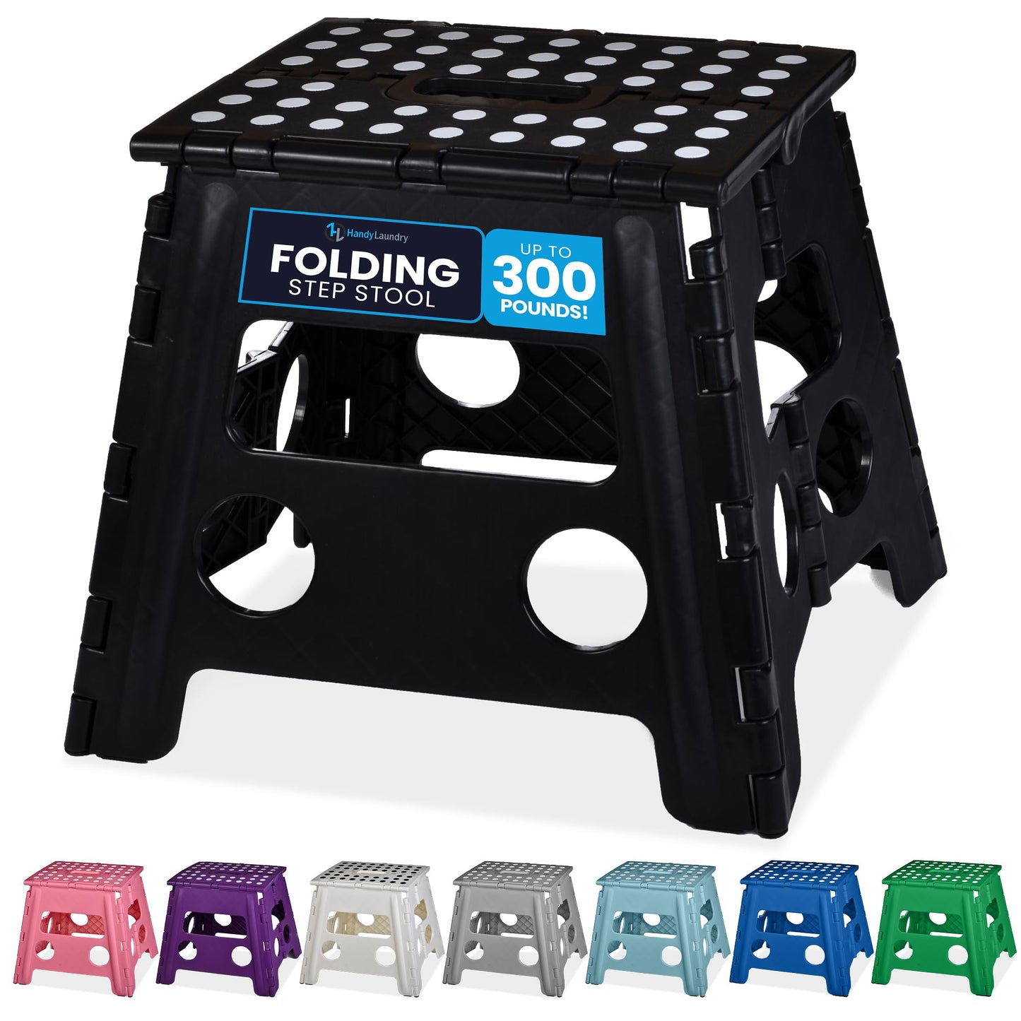 Handy Laundry Folding Lightweight Step Stool - Sturdy Enough to Support Adults and Safe Enough for Kids - Opens Easy with One Flip - Great for Kitchen, Bathroom or Bedroom