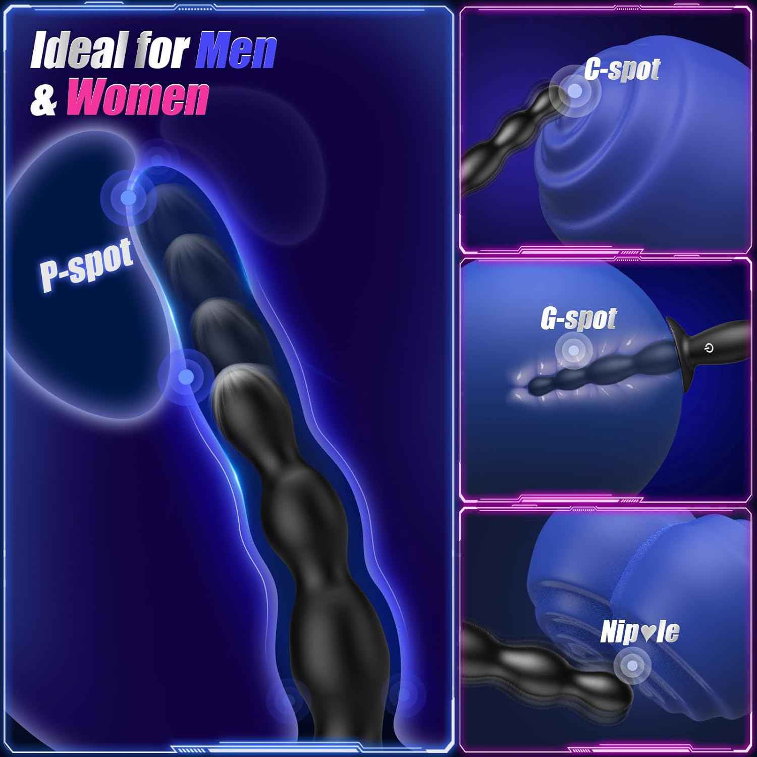 Anal Beads Prostate Massager - BEISAR Anal Vibrator Beginner-Friendly 10 Vibrating Butt Plug with APP Control, Flexible Soft Silicone Anal Toys Male Sex Toys for Men Women Couples Waterproof