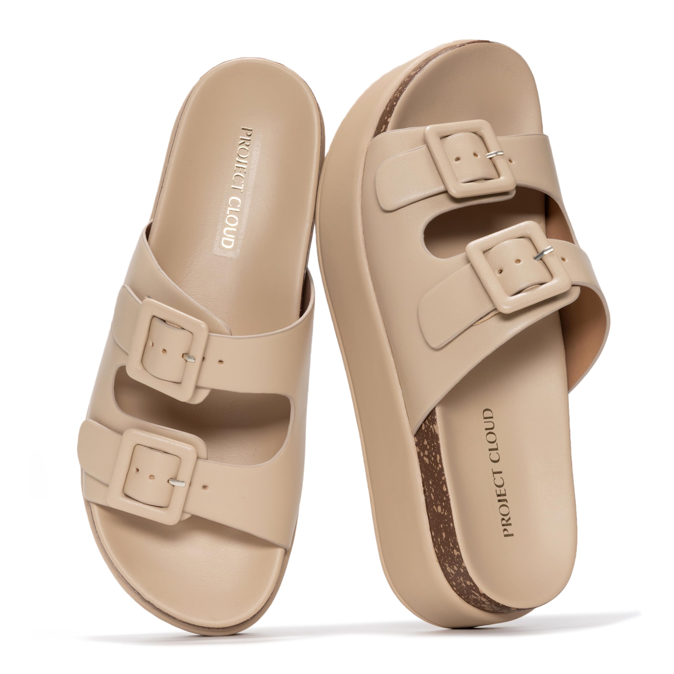 Project Cloud Platform Sandals Women - Plush & Soft Insole Wedge Slides for Women Footwear - Beach Essential Wedge Sandals for Women 2026 (Softy)