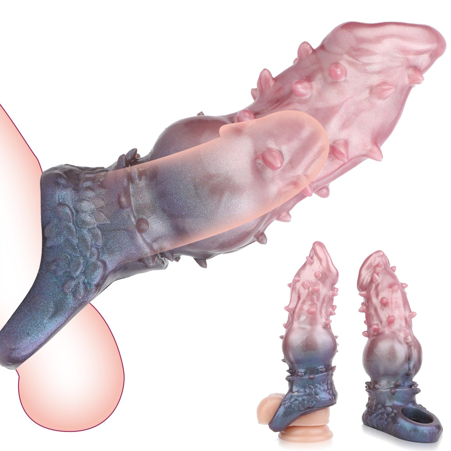 Penis Sleeve Cock Enlarger with Big Knot,Silicone Monster Penis Sleeve Reusable Condom Soft Mace Dildo Enlarger with Cock Ring for Men, Adult Sex Toy for Women Couples Spot Stimulation