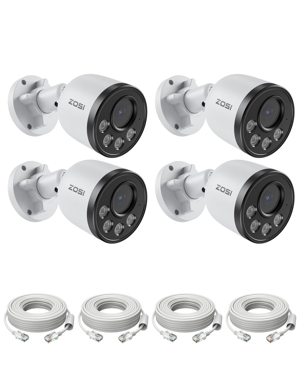 ZOSI 4K PoE Security Camera System, 8MP Indoor Outdoor Wired Cameras with Audio, Smart Person Vehicle Detection, Night Vision, for Home 24/7 Recording