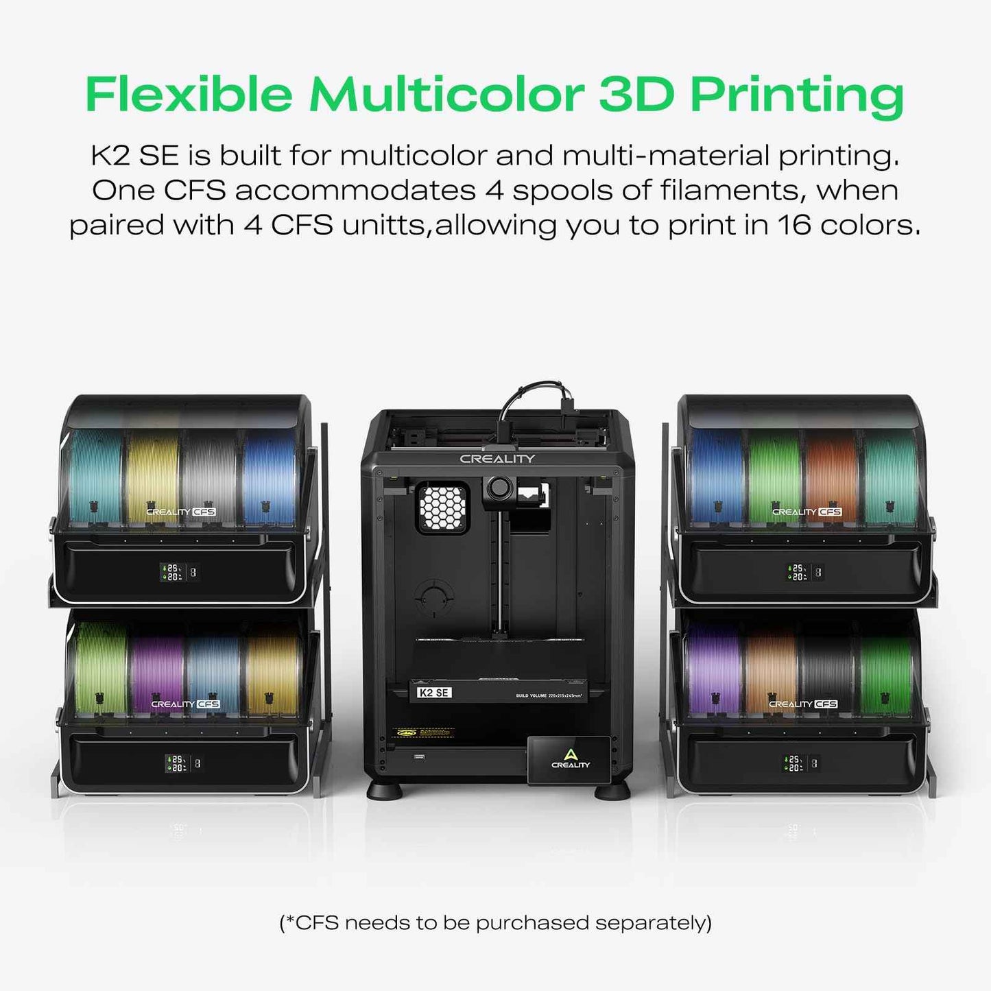 Creality K2 SE 3D Printer, 500mm/s High-Speed Printing, Support Multi Color 3D Printing Needs CFS, Solid Metal Build, Auto Leveling