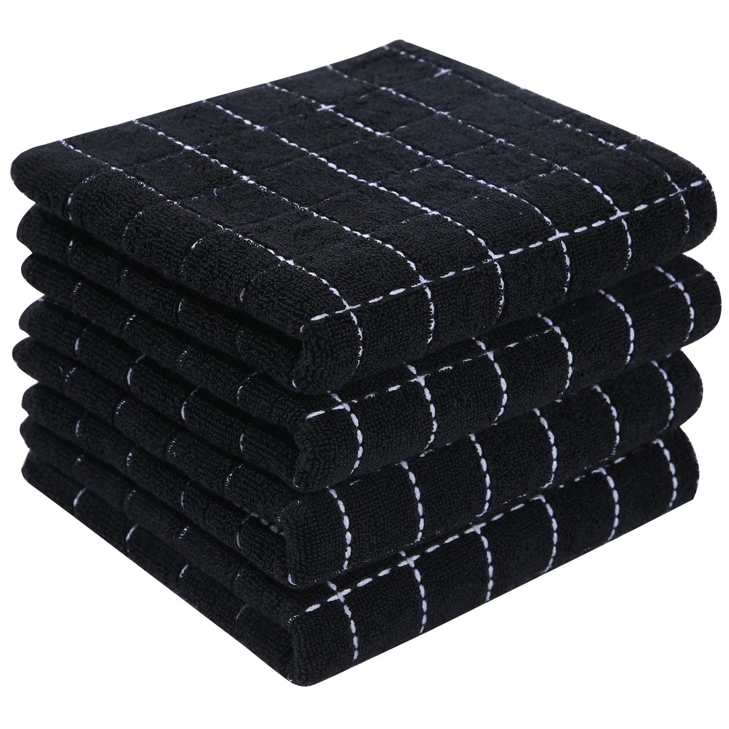 Homaxy 100% Cotton Terrycloth Check Design Dish Cloths & Dish Towels, Soft and Absorbent, Perfect for Kitchen Drying and Washing