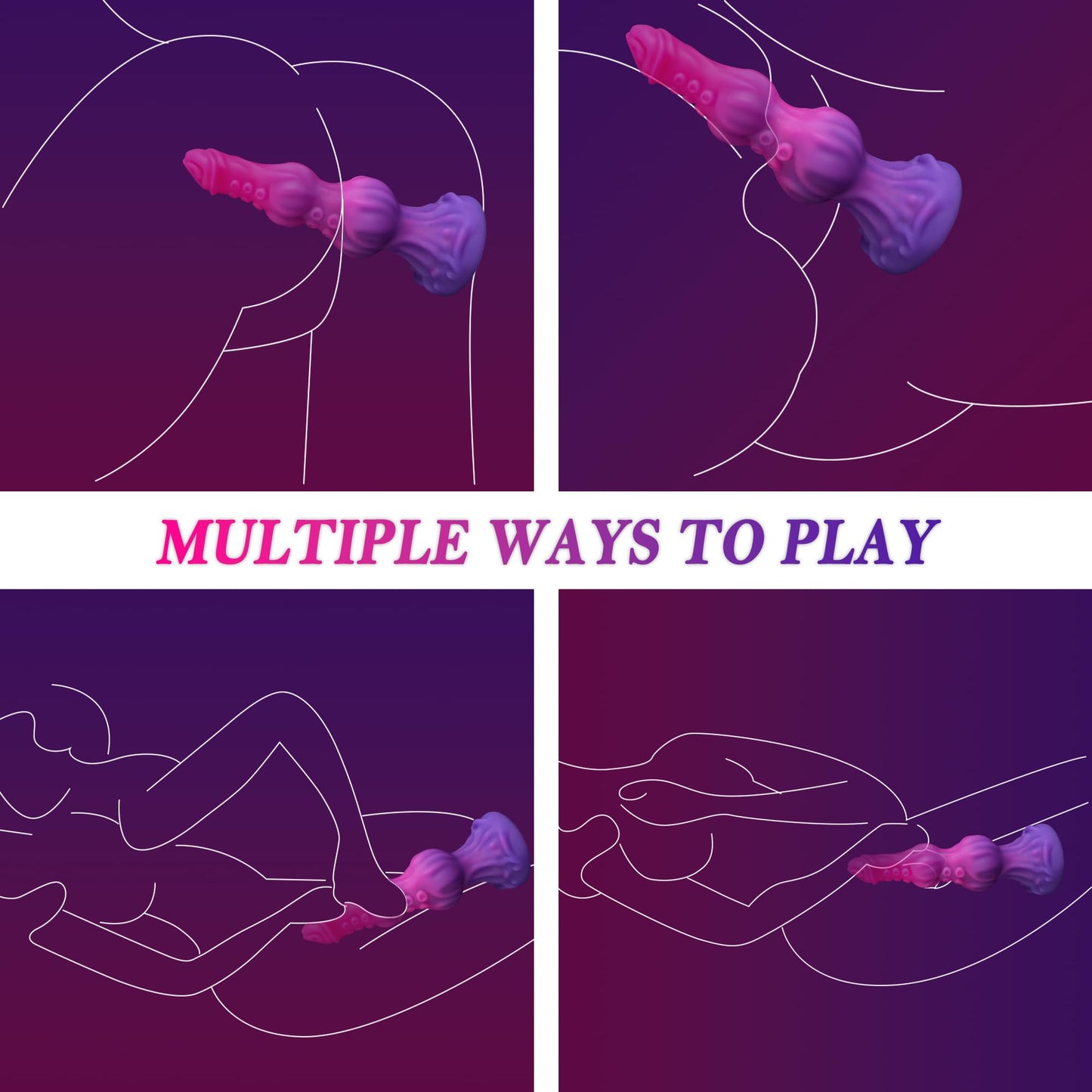 7.8" Fantasy Tentacle Knot Dildo, Soft Liquid Silicone Anal Dildos for Beginners, Monster Dragon Dildo with Strong Suction Cup, Animal Knotted Toy for G-spot Prostate, Pink Toys for Women Men Couples