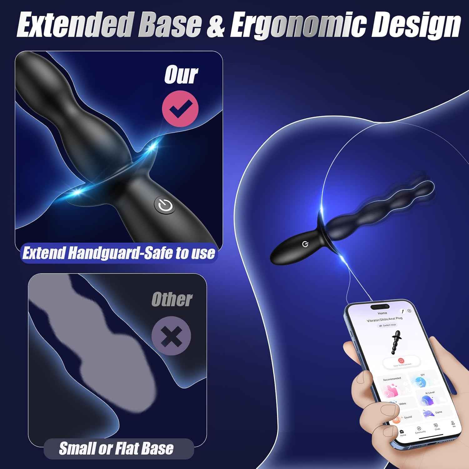 Anal Beads Prostate Massager - BEISAR Anal Vibrator Beginner-Friendly 10 Vibrating Butt Plug with APP Control, Flexible Soft Silicone Anal Toys Male Sex Toys for Men Women Couples Waterproof