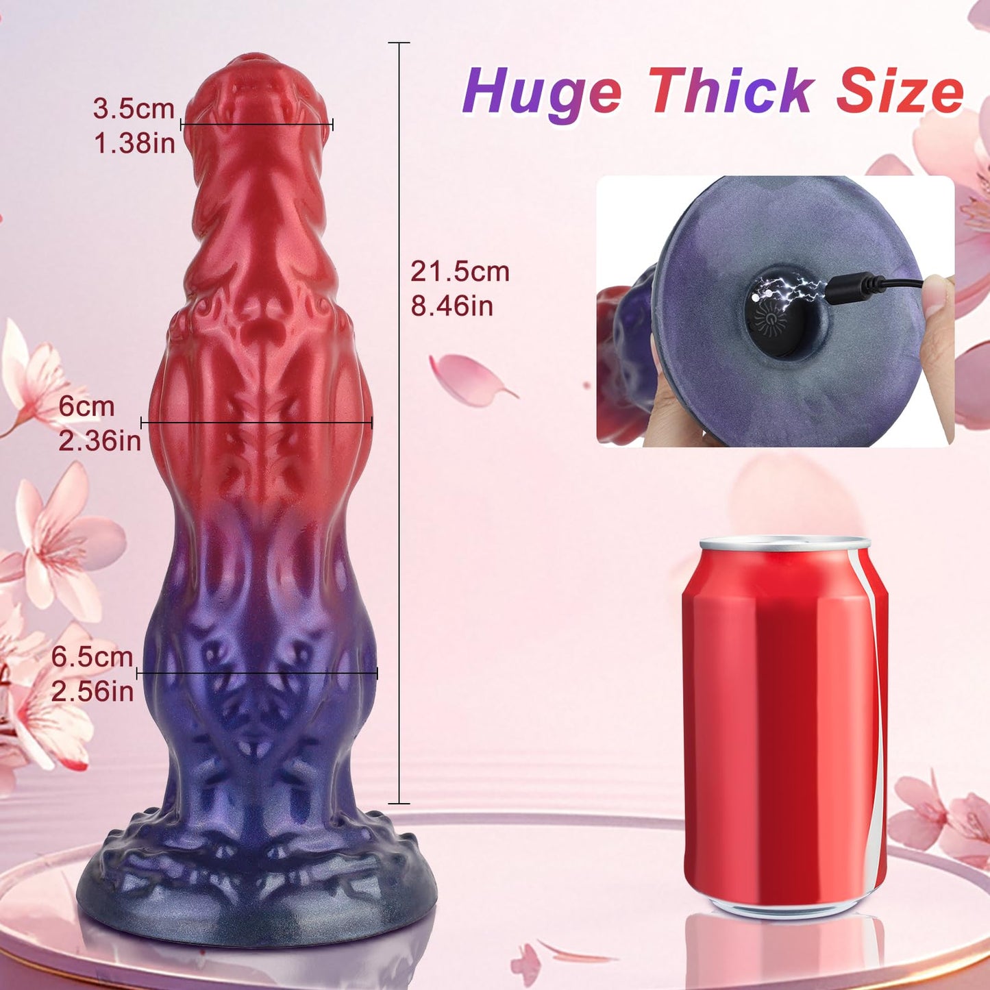 Thrusting Dildo Monster Huge Dildo Vibrator, Adult Sex Toys for Women with Strong Suction Cup, Remote Control Heated Anal G Spot Dildo