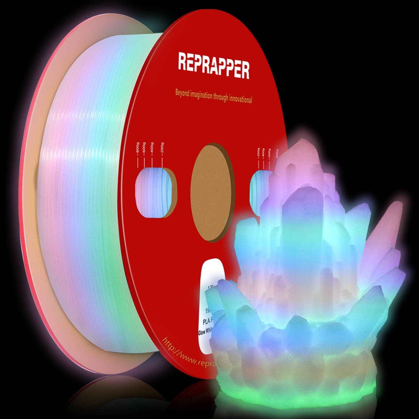 RepRapper PLA Filament Glow Dual PLA Filament 1KG for FDM 3D Printer