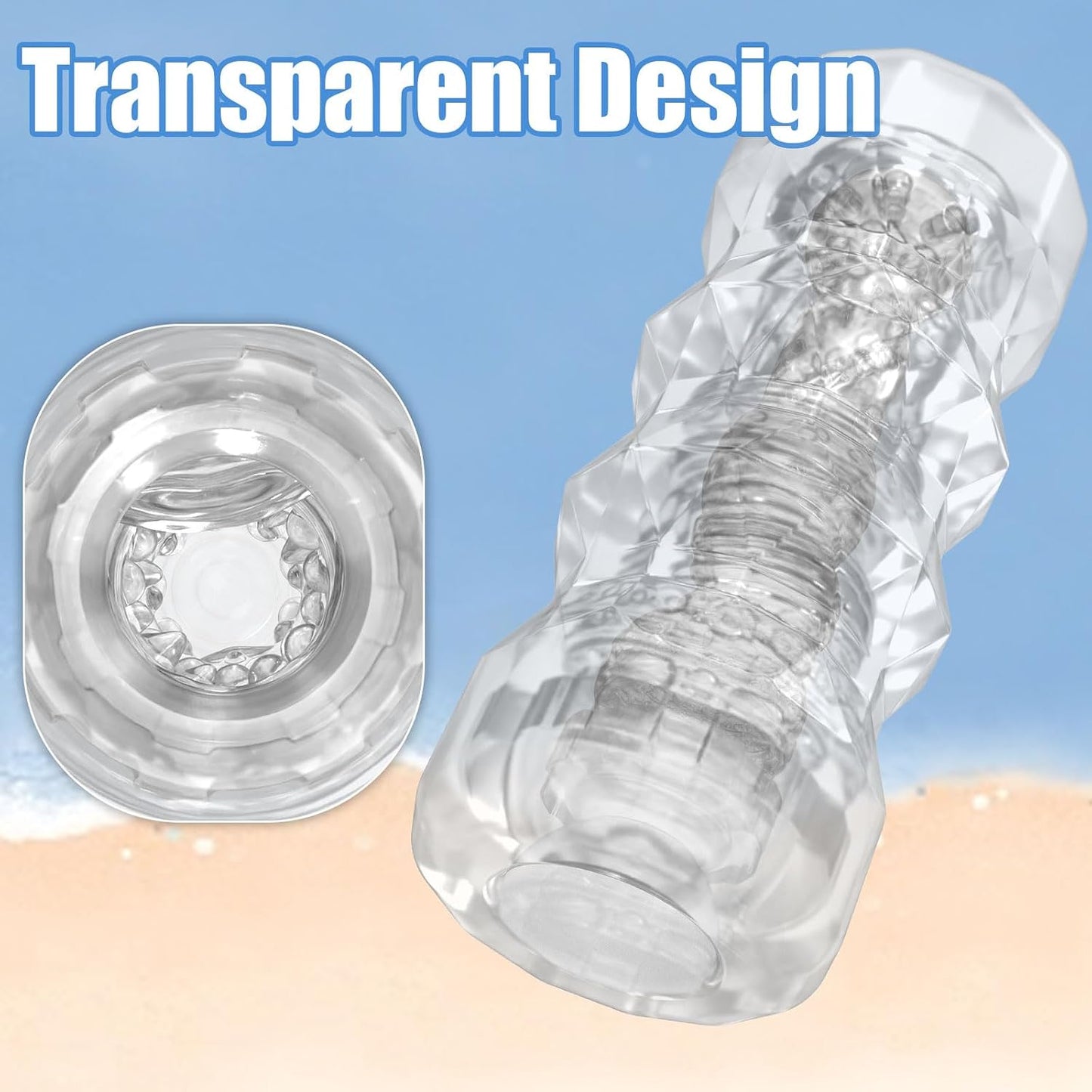 Male Masturbator Sex Toys - Transparent Pocket Pussy Stroker, TPE Male Masturbation Sleeve with 3D Textured, Penis Training Blowjob Sex Toy for Men with Storage Box
