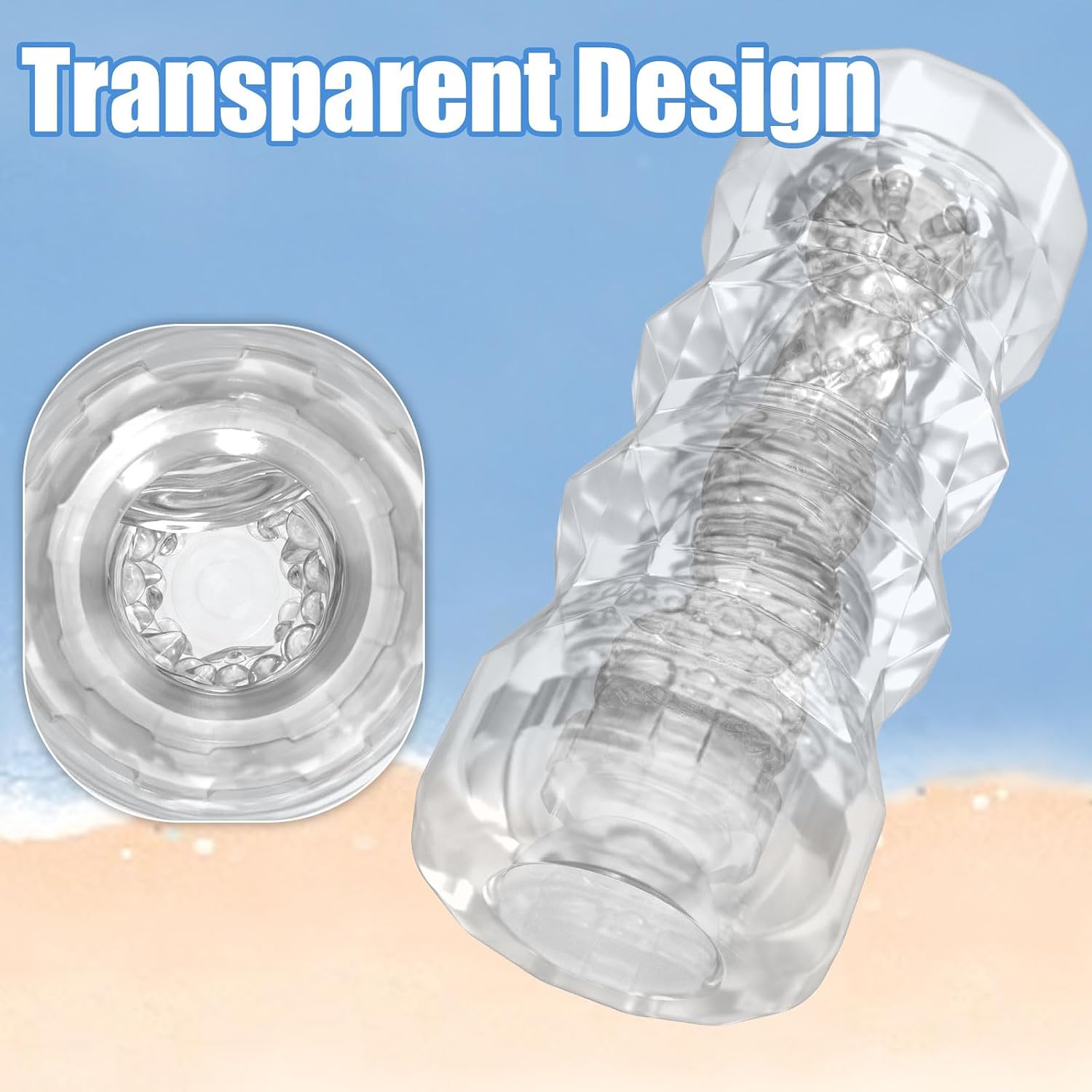 Male Masturbator Sex Toys - Transparent Pocket Pussy Stroker, TPE Male Masturbation Sleeve with 3D Textured, Penis Training Blowjob Sex Toy for Men with Storage Box
