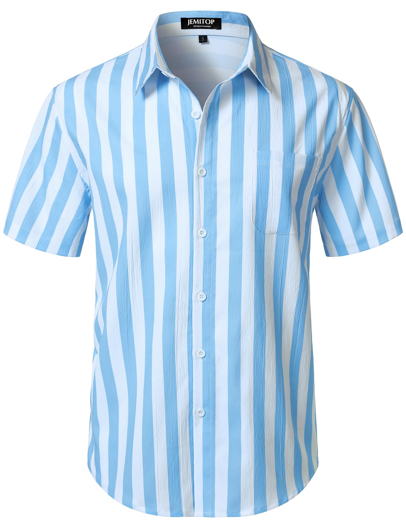 JEMITOP Men's Stretch Wrinkle Free Short Sleeve Texture Shirt Lightweight Summer Button Down Shirts for Beach Vacation