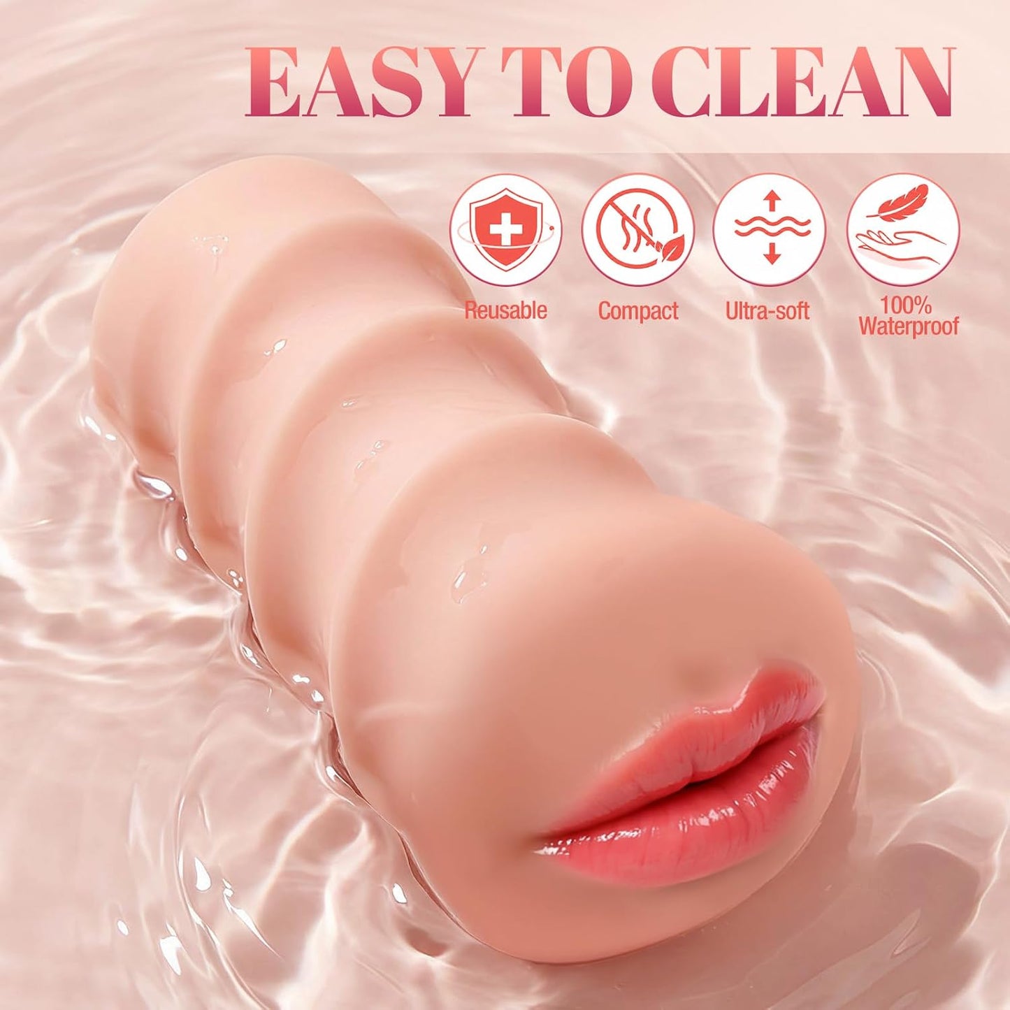 Mini Male Masturbators Oral Sex Toys for Men, 3D Textured Realistic Blowjob Mouth Pocket Stroker Masturbator, Close-Ended Penis Training Pocket Oral Adult Toy for Man Beginners Masturbation