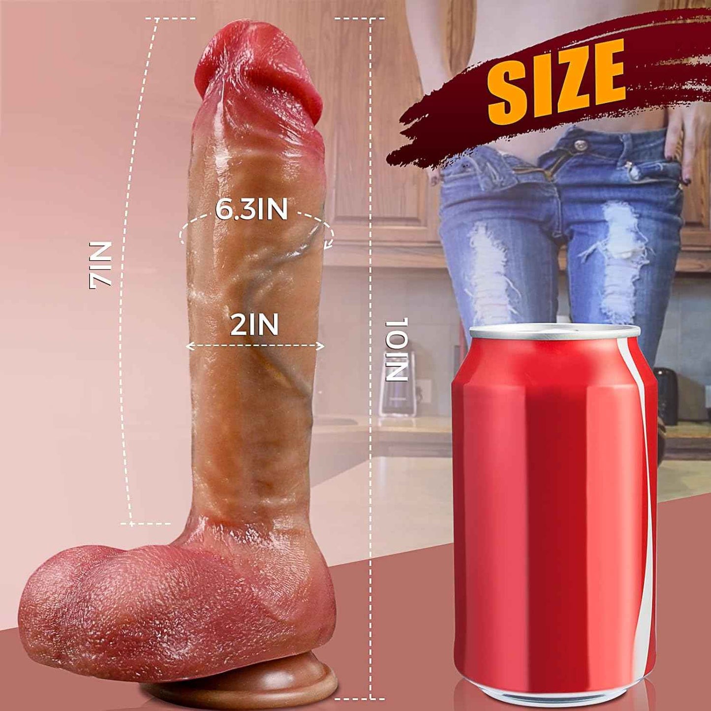 Aneader Realistic Dual-Density Silicone Dildo 10.2-inch Suction Cup
