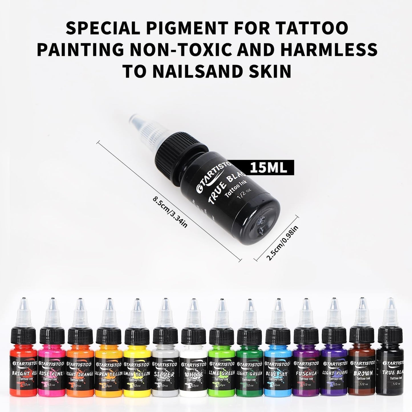 GTARTISTOO Professional Tattoo Ink Set 14 Colors 15ml Pigment