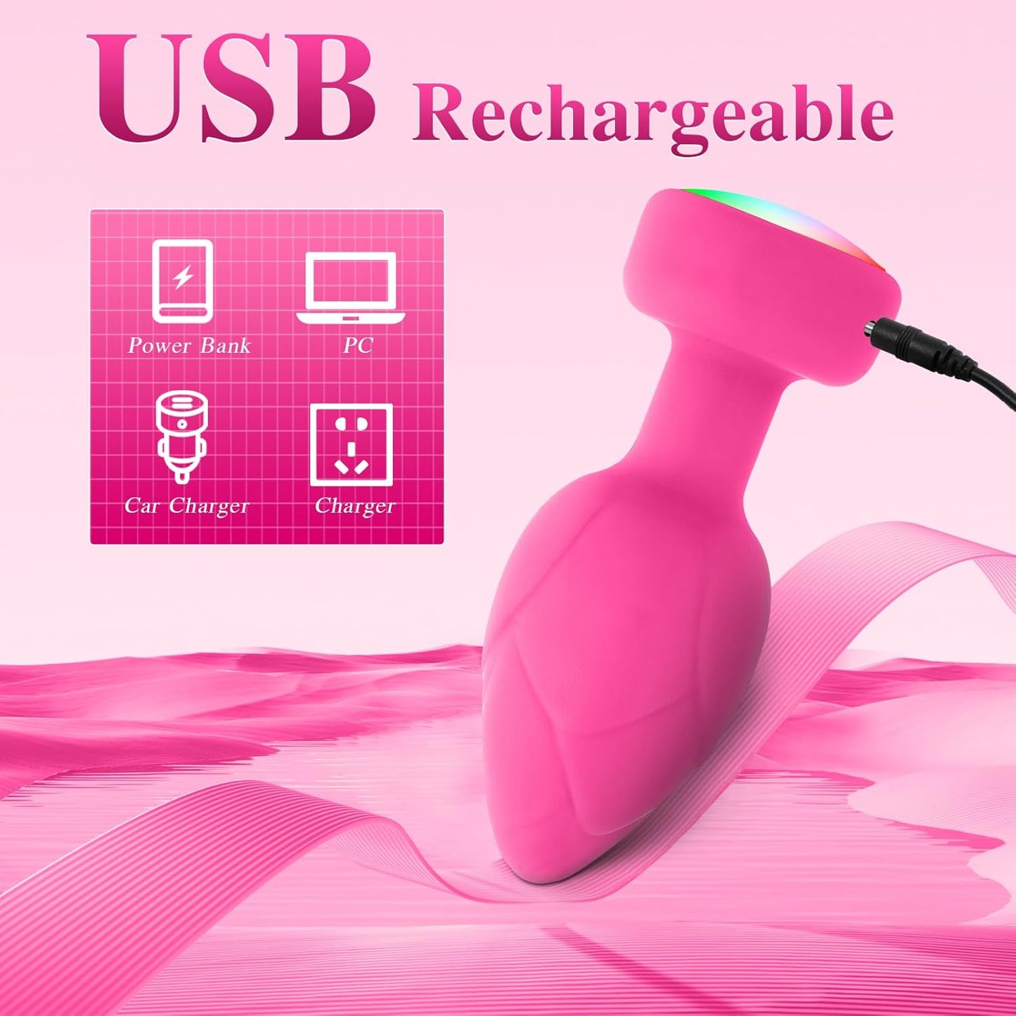 Vibrator Anal Plug with 3Pcs Butt Plug,10 Modes Vibrating Butt Plug - LED Color Light Remote Control Anal Plug, Adult Sex Toys and Games