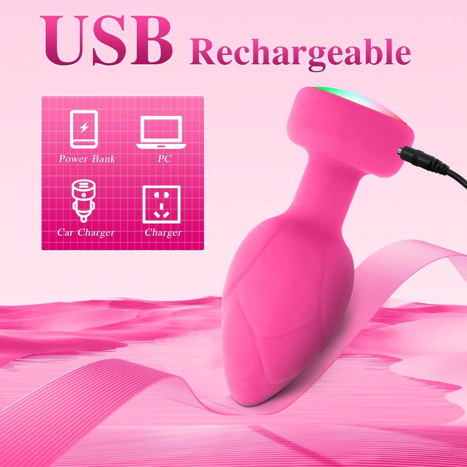 Vibrator Anal Plug with 3Pcs Butt Plug,10 Modes Vibrating Butt Plug - LED Color Light Remote Control Anal Plug, Adult Sex Toys and Games