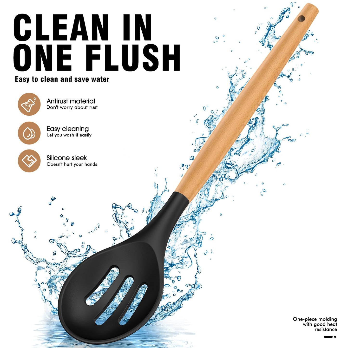 Dishwasher Safe Large Silicone Cooking Utensils Set - Heat Resistant Silicone Kitchen Utensils for Cooking, Spatula Sets, Kitchen Utensil Gadgets for Non-Stick Cookware, BPA FREE (Grey)