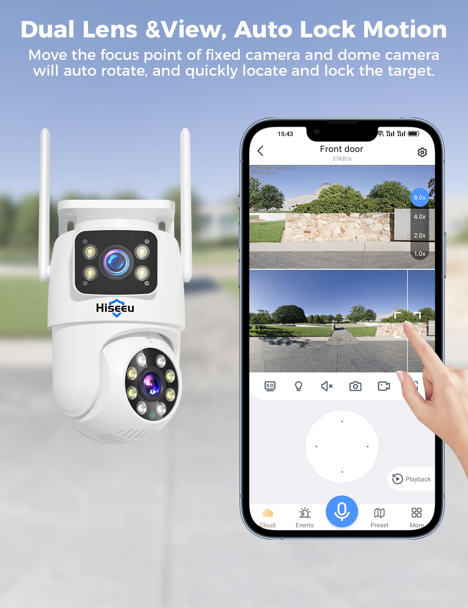 Hiseeu Wireless Security Camera System, 5G/2.4G WiFi,Dual Lens View