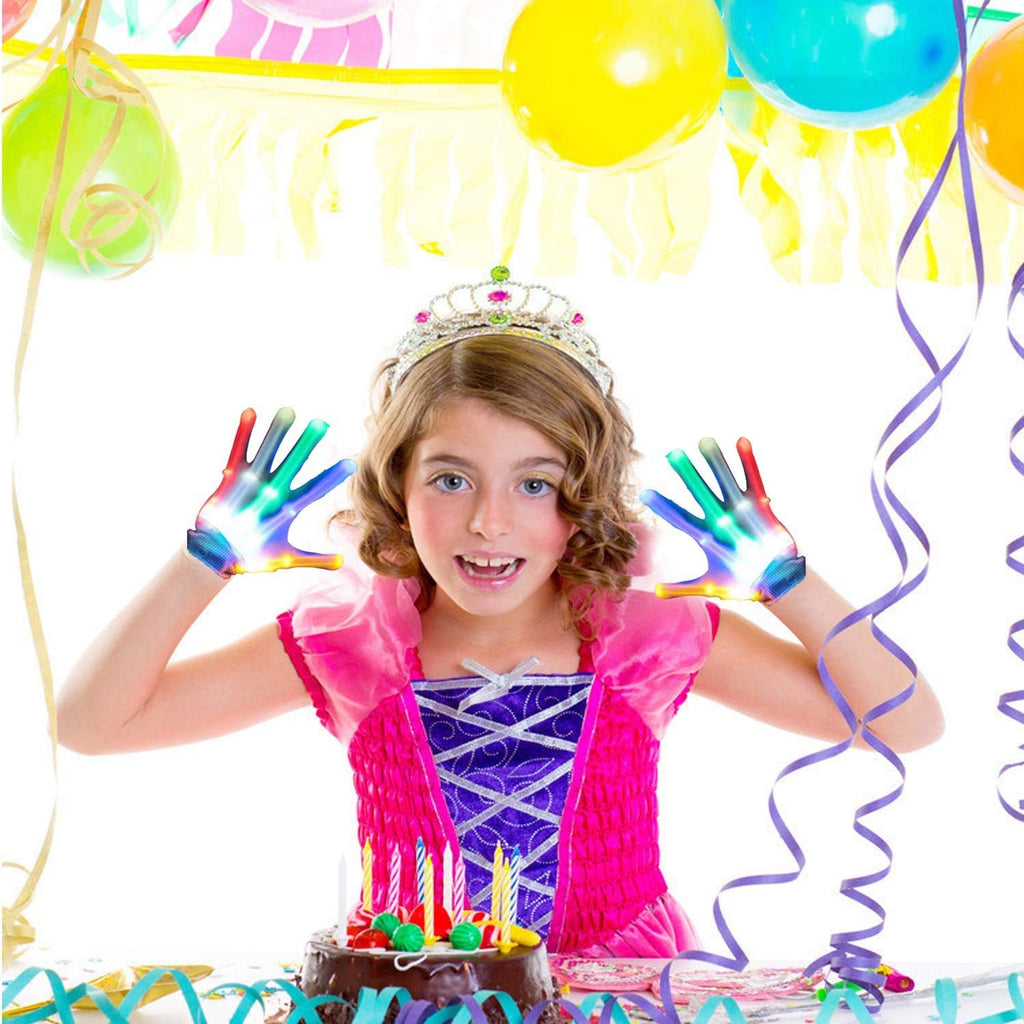 GLEDLOVES LED Gloves,LED Finger Gloves,LED Gloves for Kids,Toys for 3-12 Year Old Boys Girls,Lights Up Gloves 5 Color/6 Mode