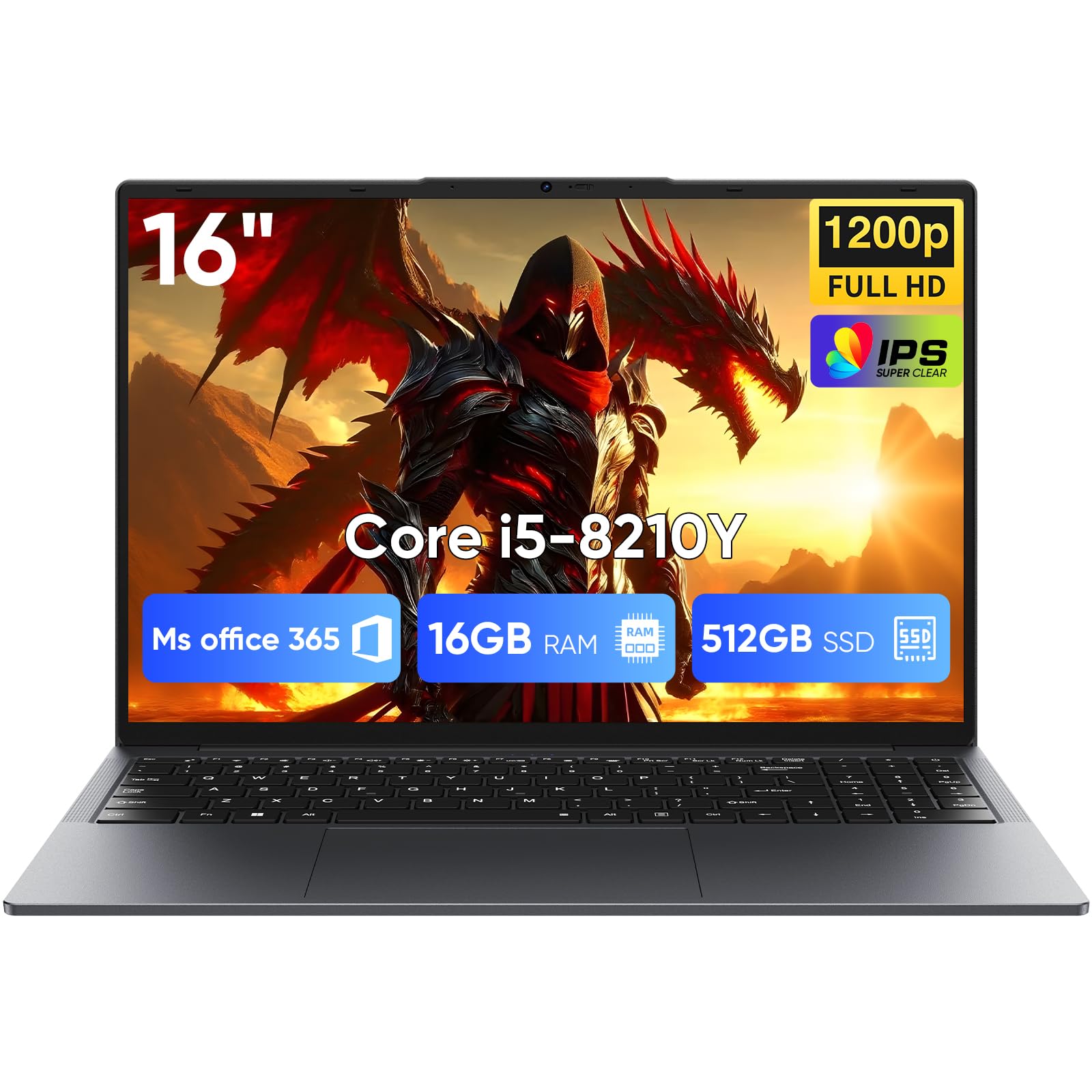 EYY 16" Laptop Computer Intel Core i5 Processor, Windows 11 Pro Laptop 16GB(8+8) RAM 512GB SSD, 1920 x 1200 FHD 16:10 Display, MS Office 2024, Notebook with Backlit Keyboard, BT5.0, HDMI