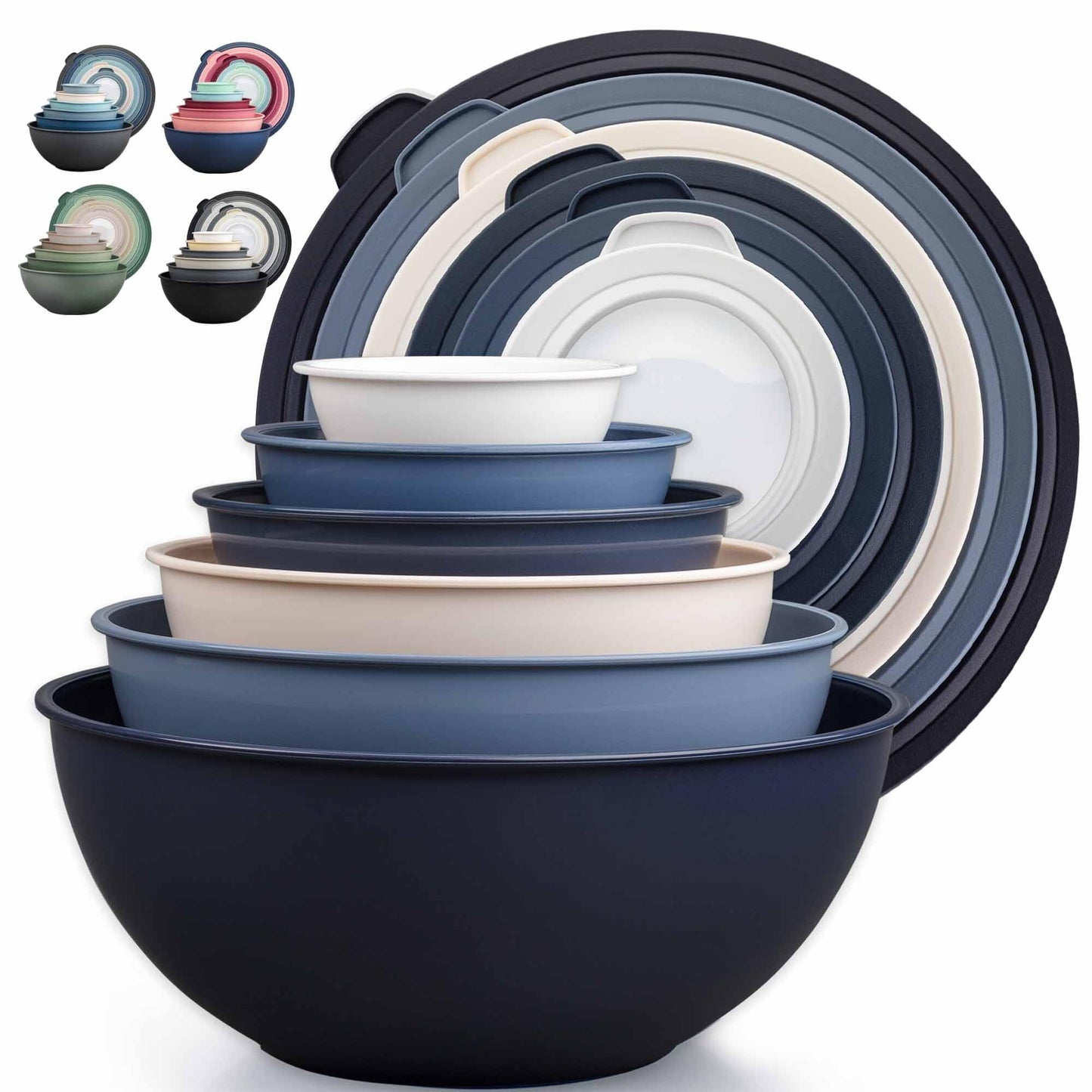 Zulay Kitchen Piece Plastic Mixing Bowls with Lids Set