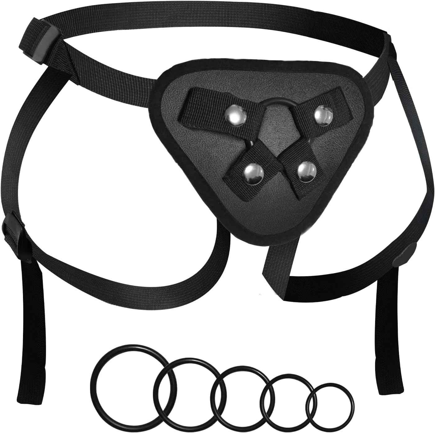 ASNOKNAE Adjustable Strap-On Harness 52in Waist with 5 O-Rings