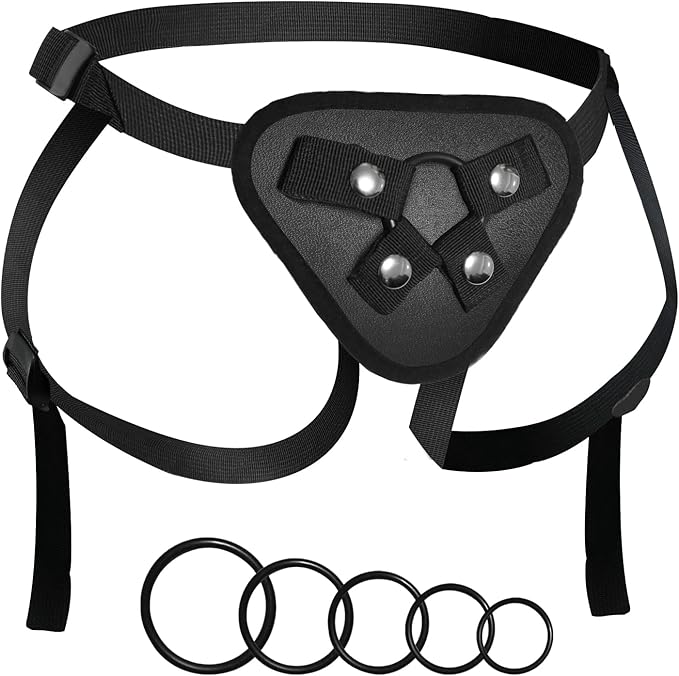 ASNOKNAE Adjustable Strap-On Harness 52in Waist with 5 O-Rings