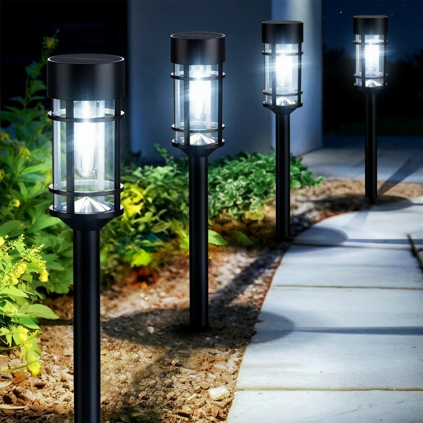Mancra Solar Pathway Lights, 8 Pack LED Solar Lights Outdoor Waterproof, Glass Metal Garden Lighting for Yard Path Landscape Lawn Walkway Driveway