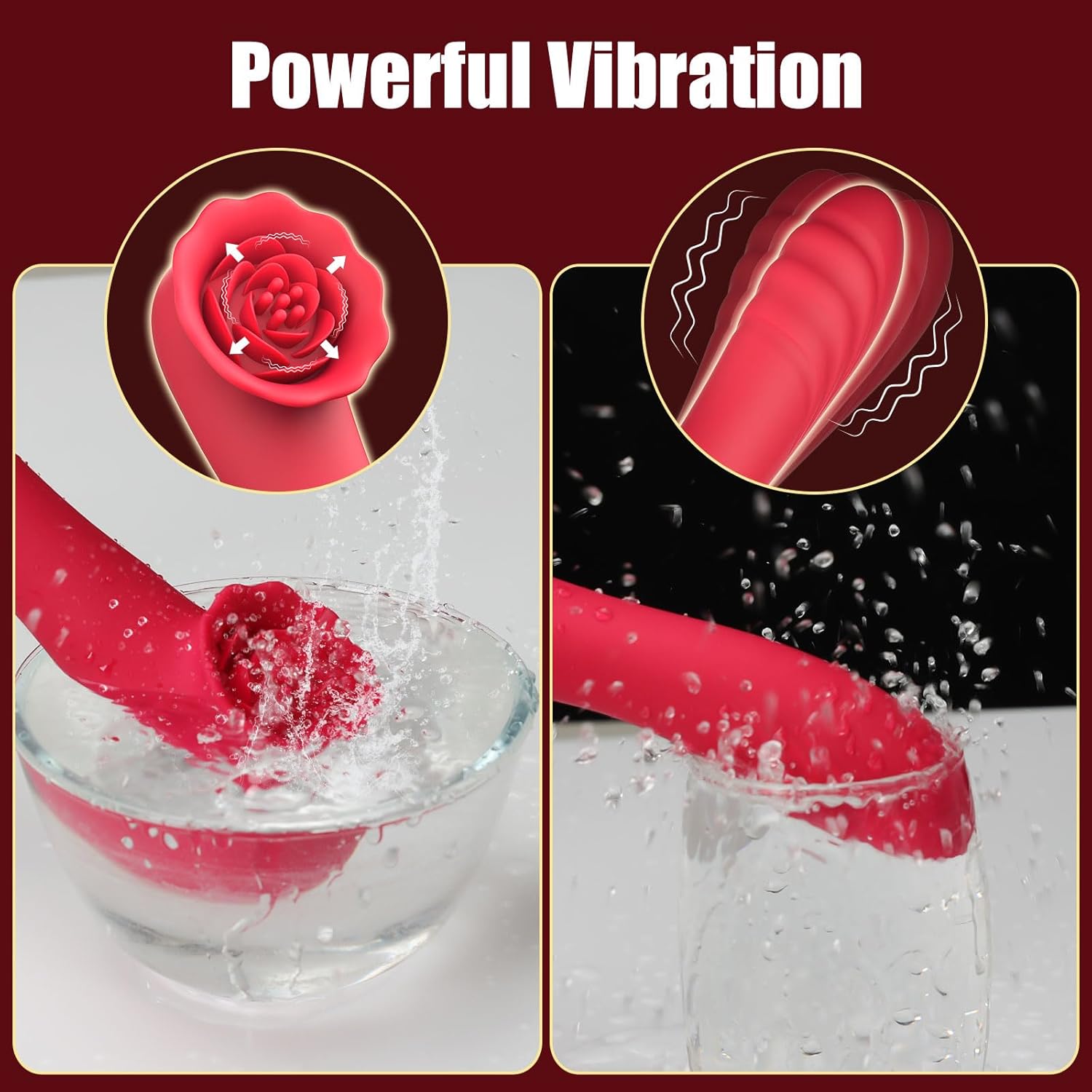 G Spot Vibrator Wand Sex Toys - Rose Sex Toys for Women, Nipple Clitoral Anal Stimulator Dildo with 9 Vibrating & Tapping Modes, Waterproof Wand Massager Adult Sex Toy for Female and Couples