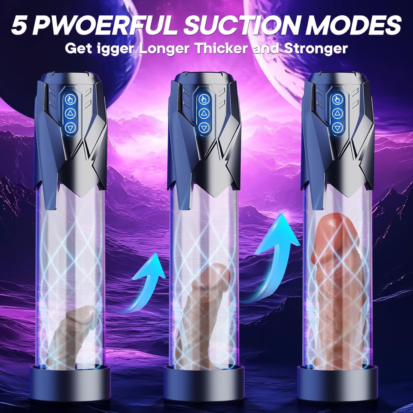 Electric Penis Pump Sex Toys for Men - Automatic Vacuum Dick Pump Male Sex Toys Penis Extender with 3 Powerful Sucking and 2 Training Modes and 3 Penis Ring, Adult Toys for Dick Enlarger Erection