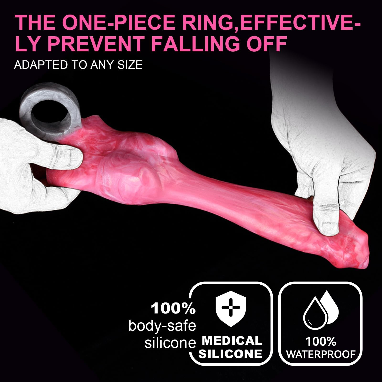 Dog Penis Sleeve Enlargement for Men, 8inch Soft Silicone Monster Dildo Grith Extender with Penis Ring Ejaculation Delay for Couples