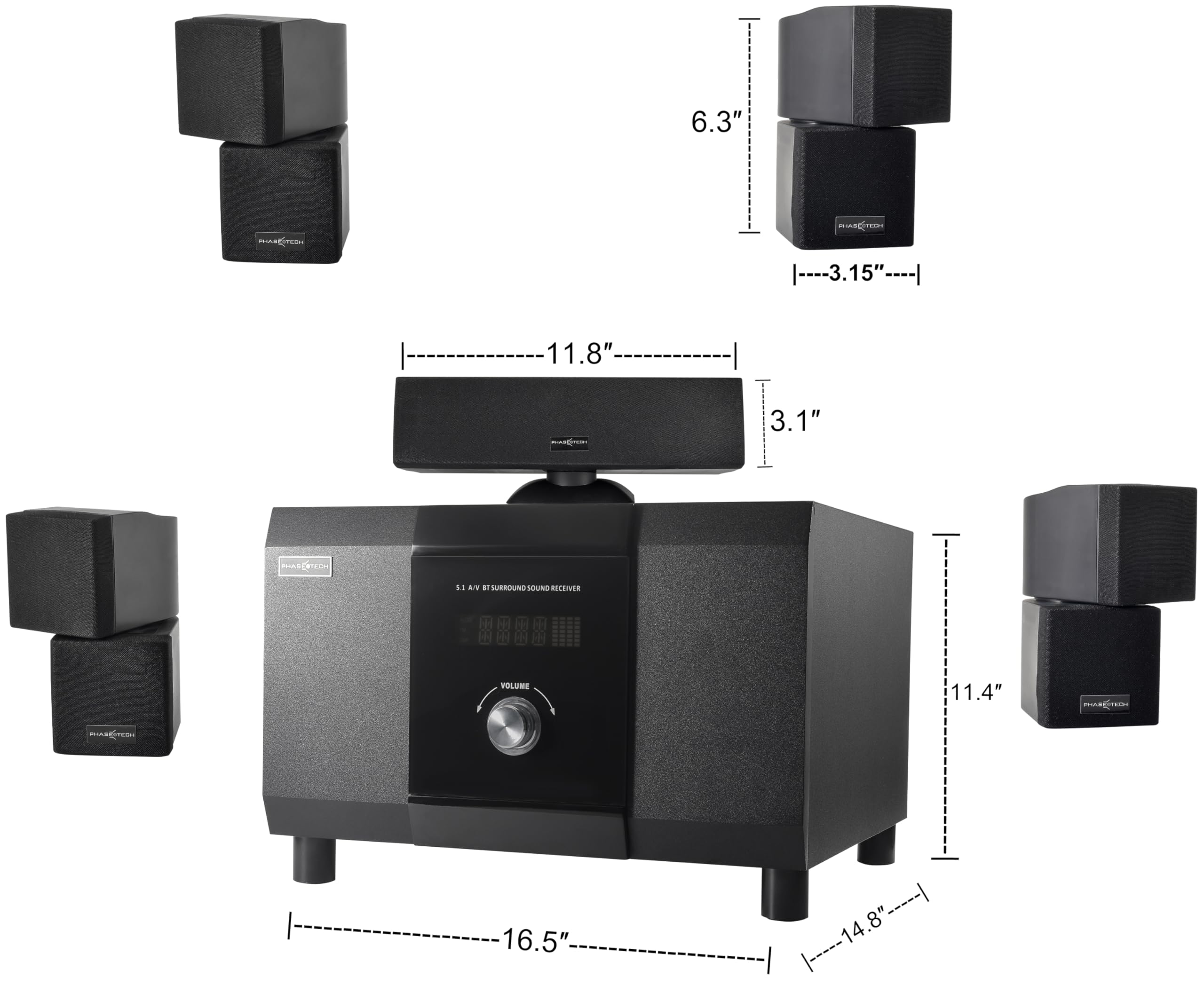 5.1 Channel Home Theater System with 10" Subwoofer, Bluetooth,5 Speakers, Remote, Radio, RCA- Perfect for Movies, Music, Karaoke