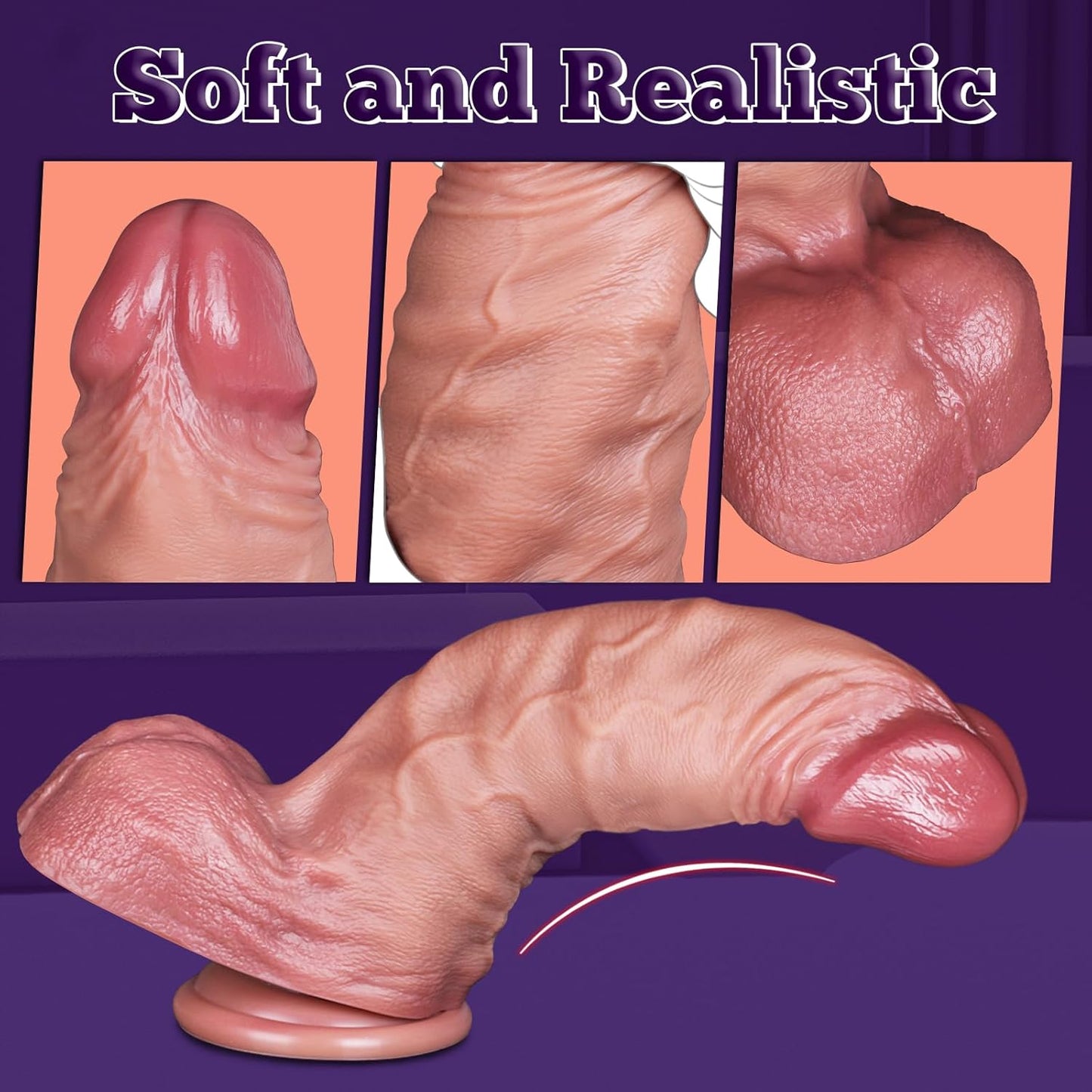 X-pidany Realistic Silicone Dildo, 12 Inch Suction Cup