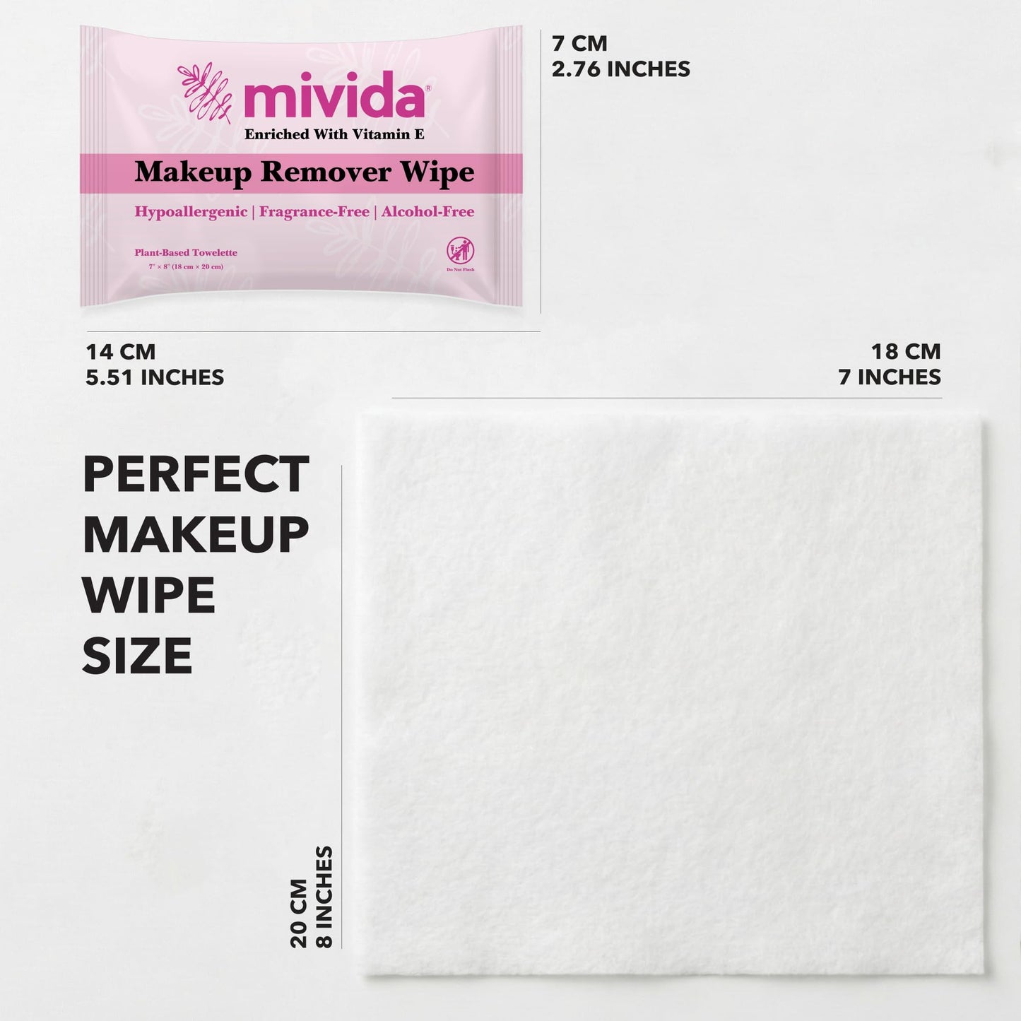 mivida Individually Wrapped Makeup Remover Wipes with Vitamin E | Hypoallergenic, Fragrance-Free, Alcohol-Free makeup wipes | Travel Essentials, Bulk make up wipes singles