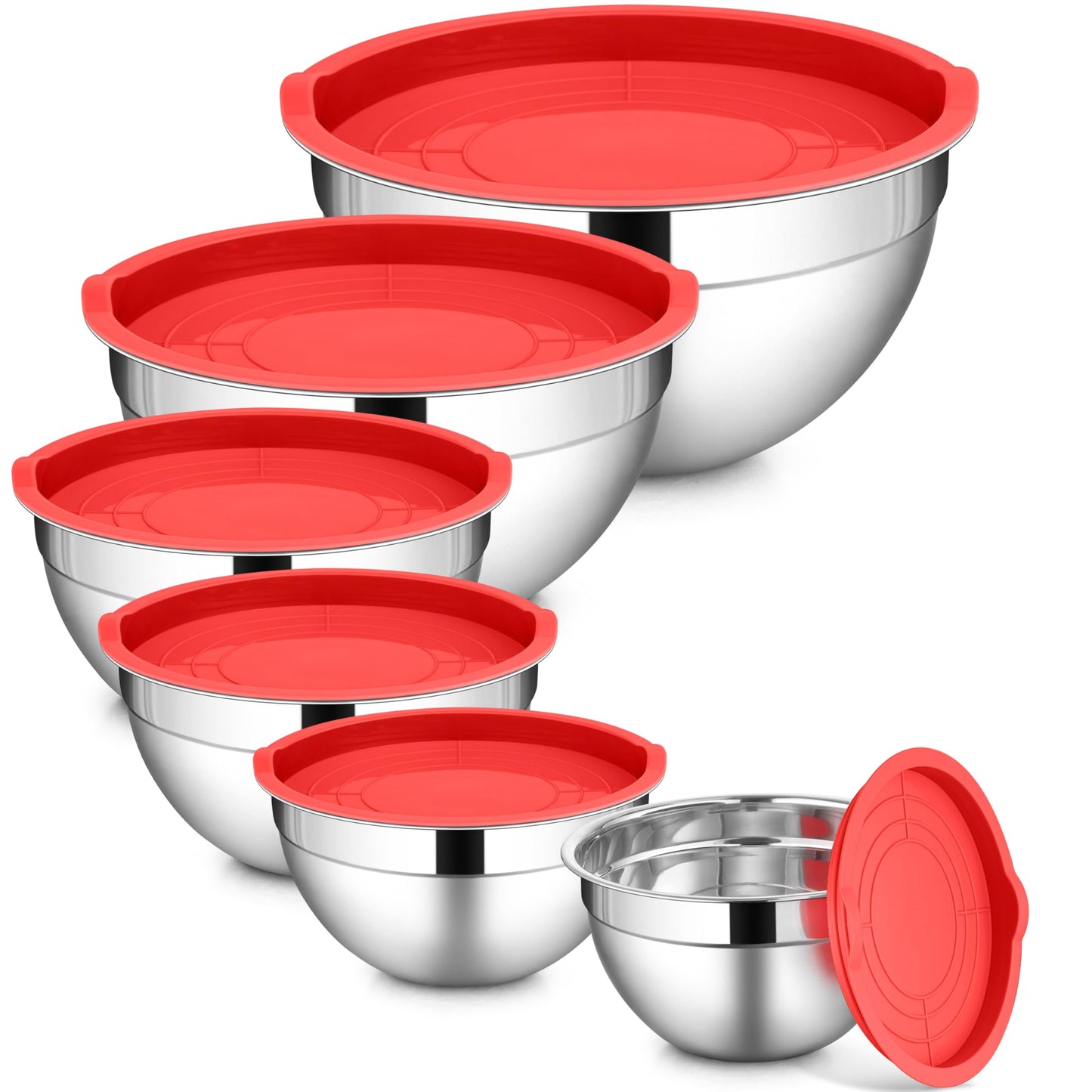 LIANYU 6-Piece Stainless Steel Mixing Bowls with Lids Set