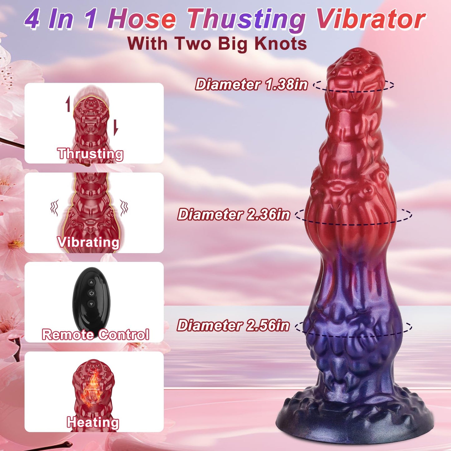 Thrusting Dildo Monster Huge Dildo Vibrator, Adult Sex Toys for Women with Strong Suction Cup, Remote Control Heated Anal G Spot Dildo