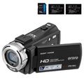 ORDRO HDV-V12 Video Camera Full HD Camcorder Digital Recorder | 1080P 30FPS 30MP | 3.0 Inch Rotation LCD | 16X Digital Zoom | Infrared Night Vision - Black (V12+16GB Card)