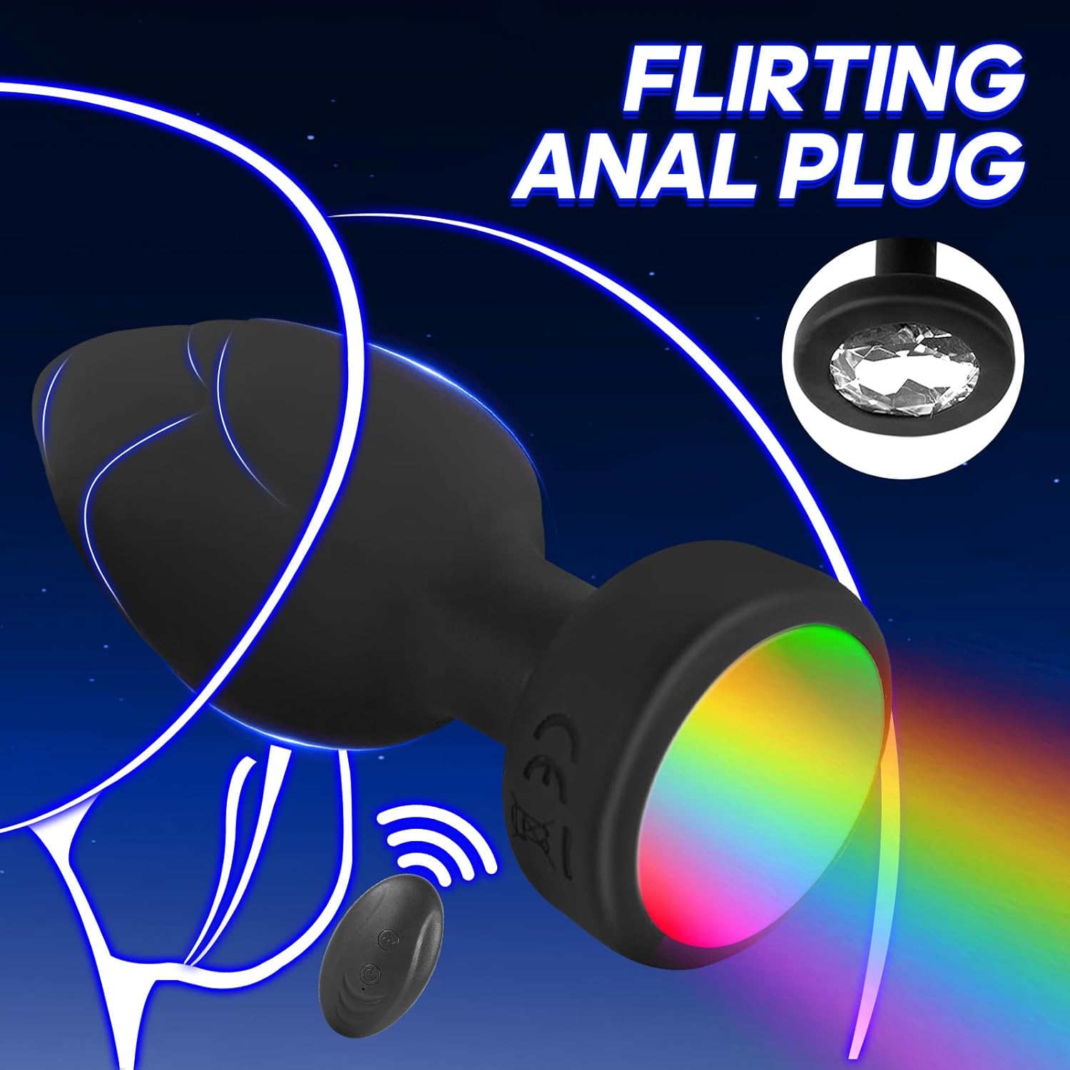 Anal Plug Vibrator with 3Pcs Butt Plug,10 Modes Vibrating Butt Plug - LED Color Light Remote Control Anal Plug, Adult Sex Toys and Games