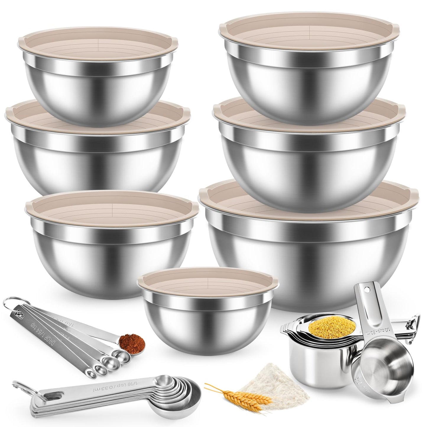 YUNNKEEY Mixing Bowls with Lids Set