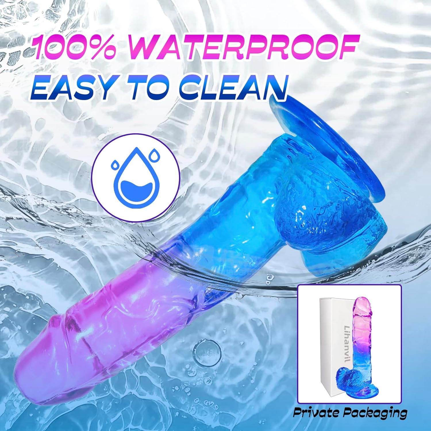 Lihanvil Realistic Silicone Dildo Dual Density Suction Cup 7.8 in