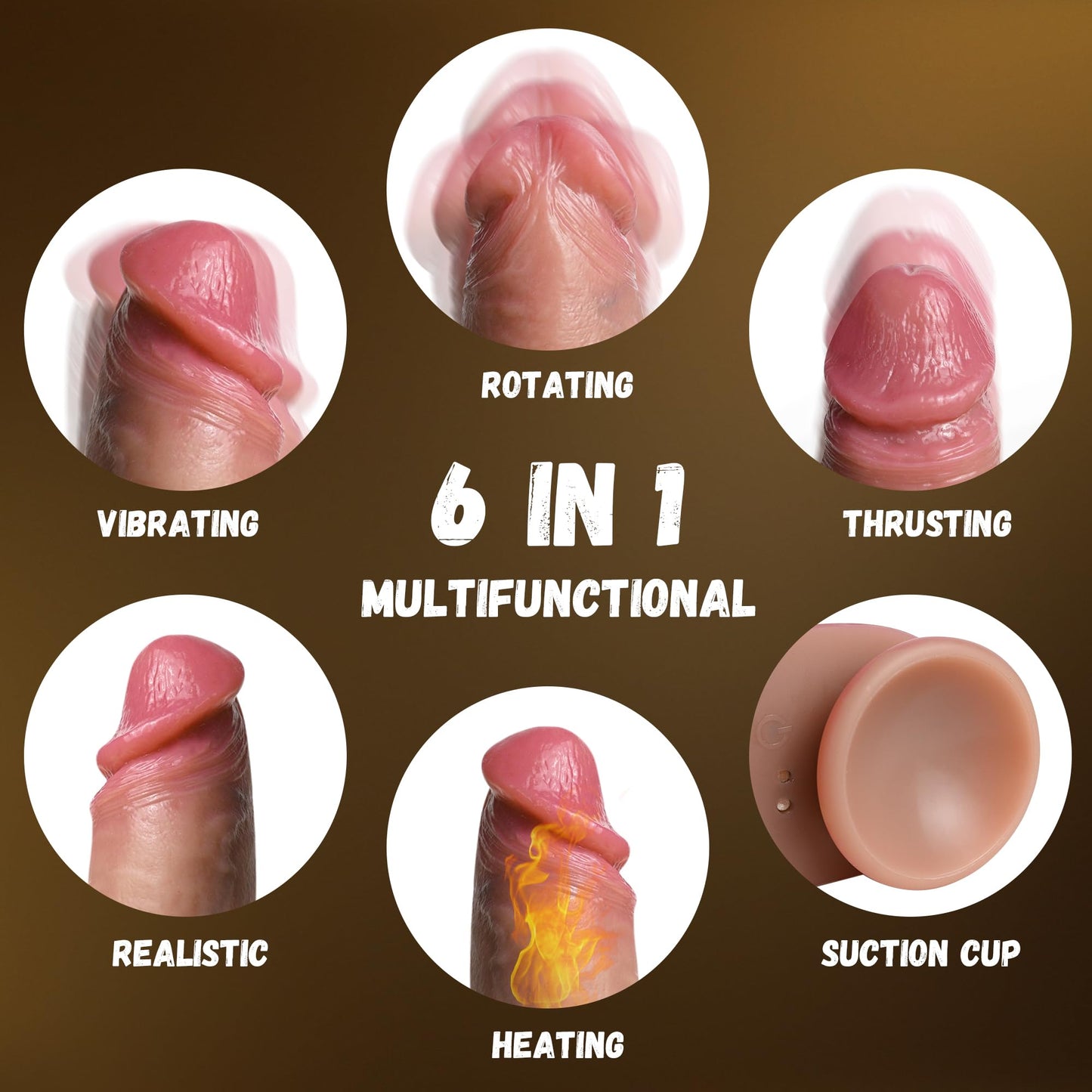 QINMIJIA 9.5" Thrusting Dildo Vibrator Rotating Sex Toys - Big Thick Dildos with Suction Cup, Realistic Vibrators with Vibrating Thrusting Heating Modes for G-Spot, Adult Toys for Women and Couples