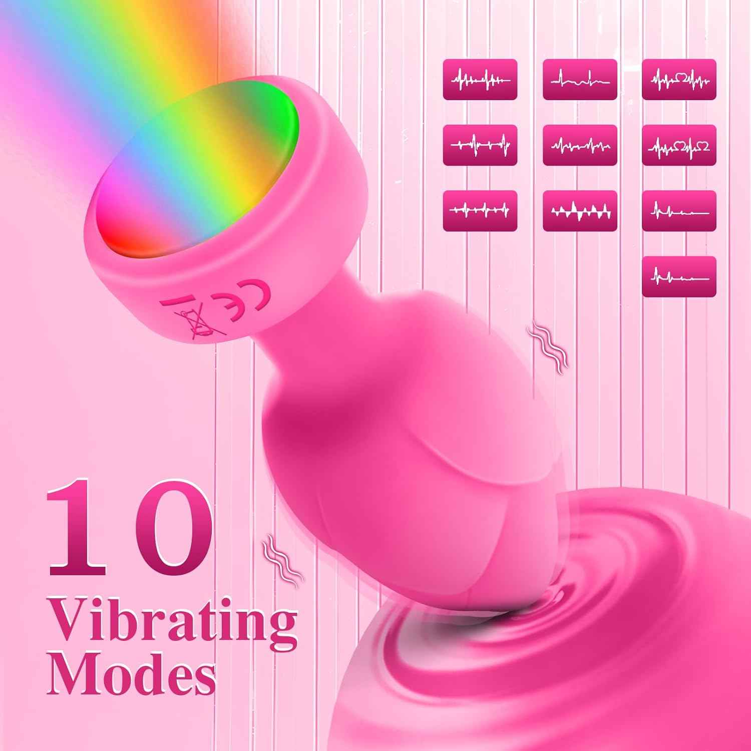 Vibrator Anal Plug with 3Pcs Butt Plug,10 Modes Vibrating Butt Plug - LED Color Light Remote Control Anal Plug, Adult Sex Toys and Games