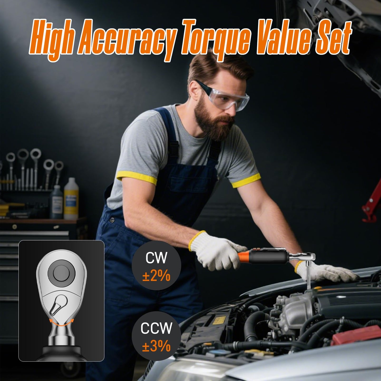 Fanwiike Digital Torque Wrench, Inch Pound Torque Wrench Electronic with Buzzer & LCD Indicator, Electric Torque Wrench Set for Cars Automotive Motorcyce