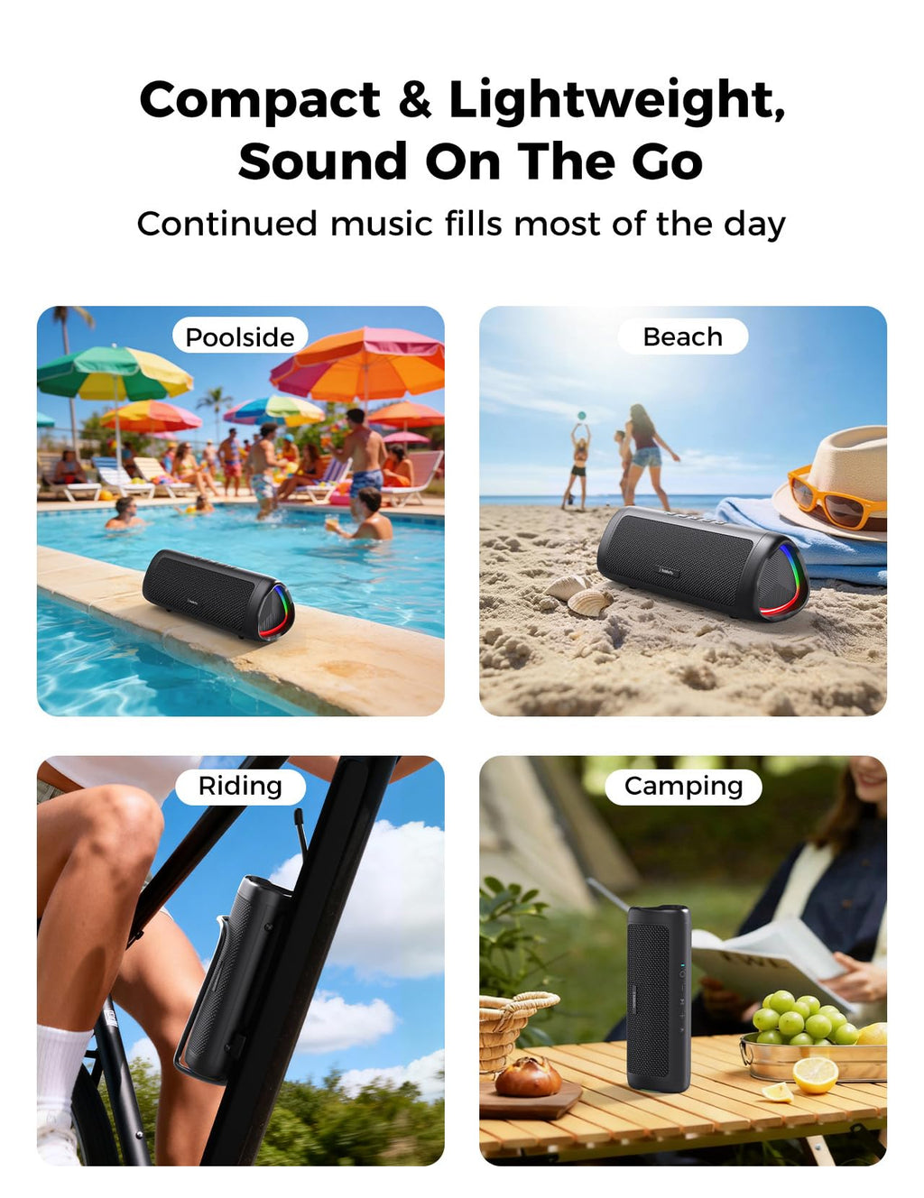 BolaButty Bluetooth Speaker, 20W HD Sound, Portable Wireless, IPX5 Waterproof, Up to 24H Playtime, TWS, for Home/Party/Outdoor/Camping/Beach Essentials, Birthday Gift for Fathers Day Men Dad Husband