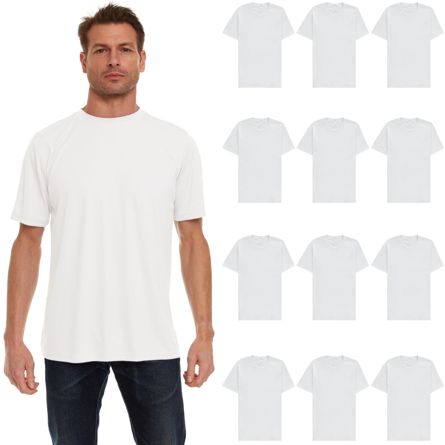 BILLIONHATS 12 Pack Plus Size Men's Cotton T-Shirts Bulk Big & Tall, Premium Fitted, Lightweight Classic Short Sleeve Tees