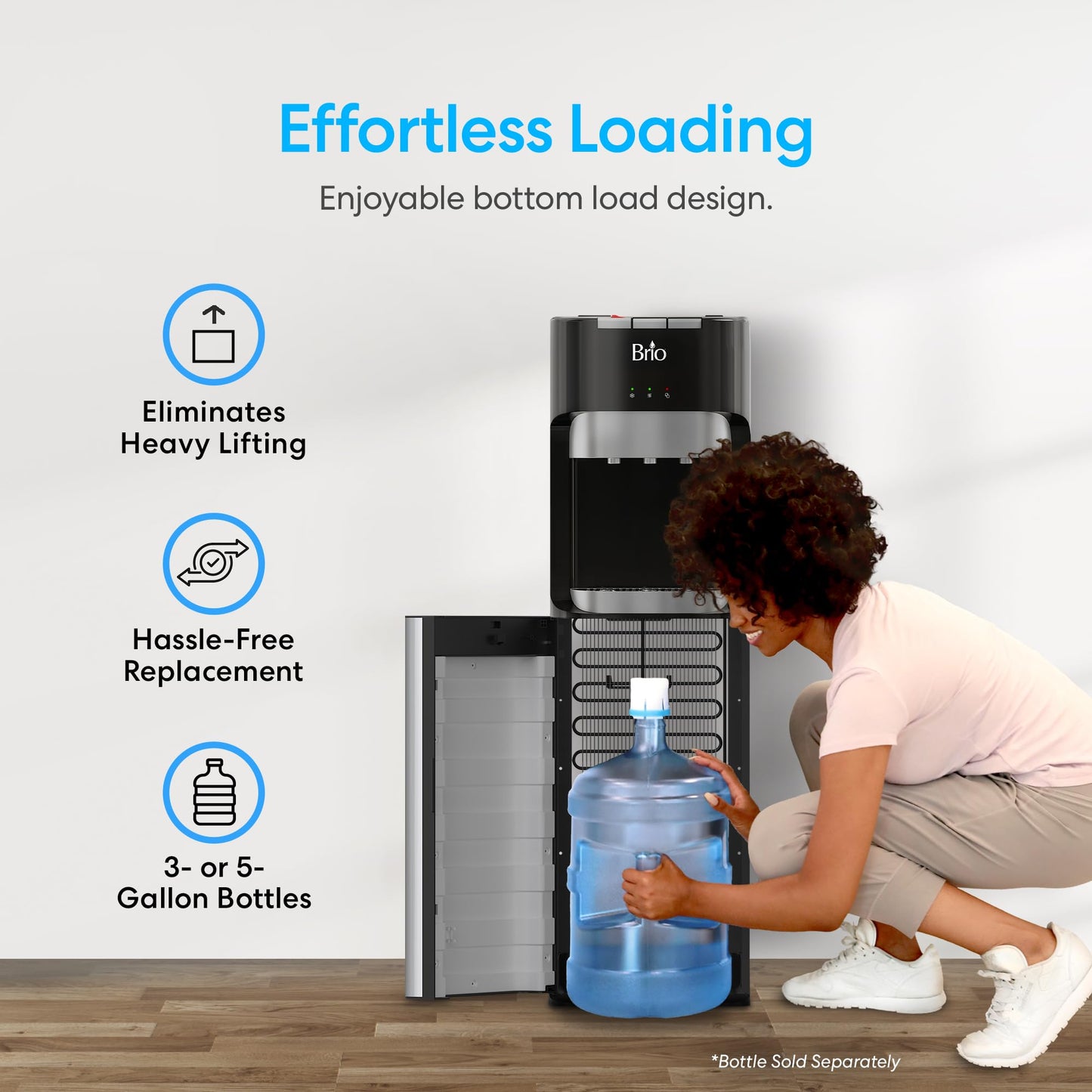 Brio - CLBL420V2 Bottom Loading Water Cooler Water Dispenser – Essential Series - 3 Temperature Settings - Hot, Cold & Cool Water - UL/Energy Star Approved